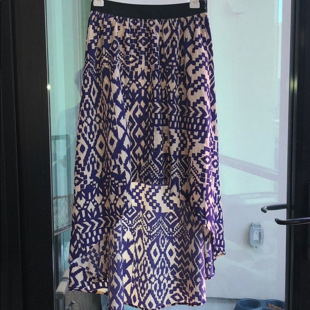 High low purple pattern skirt